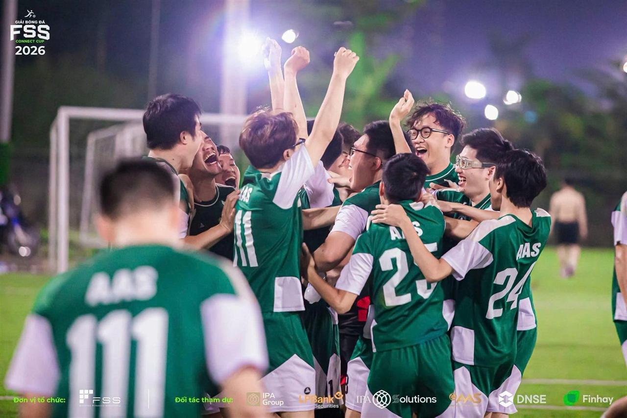 The AAS football team celebrating at FSS Connect Cup 2026