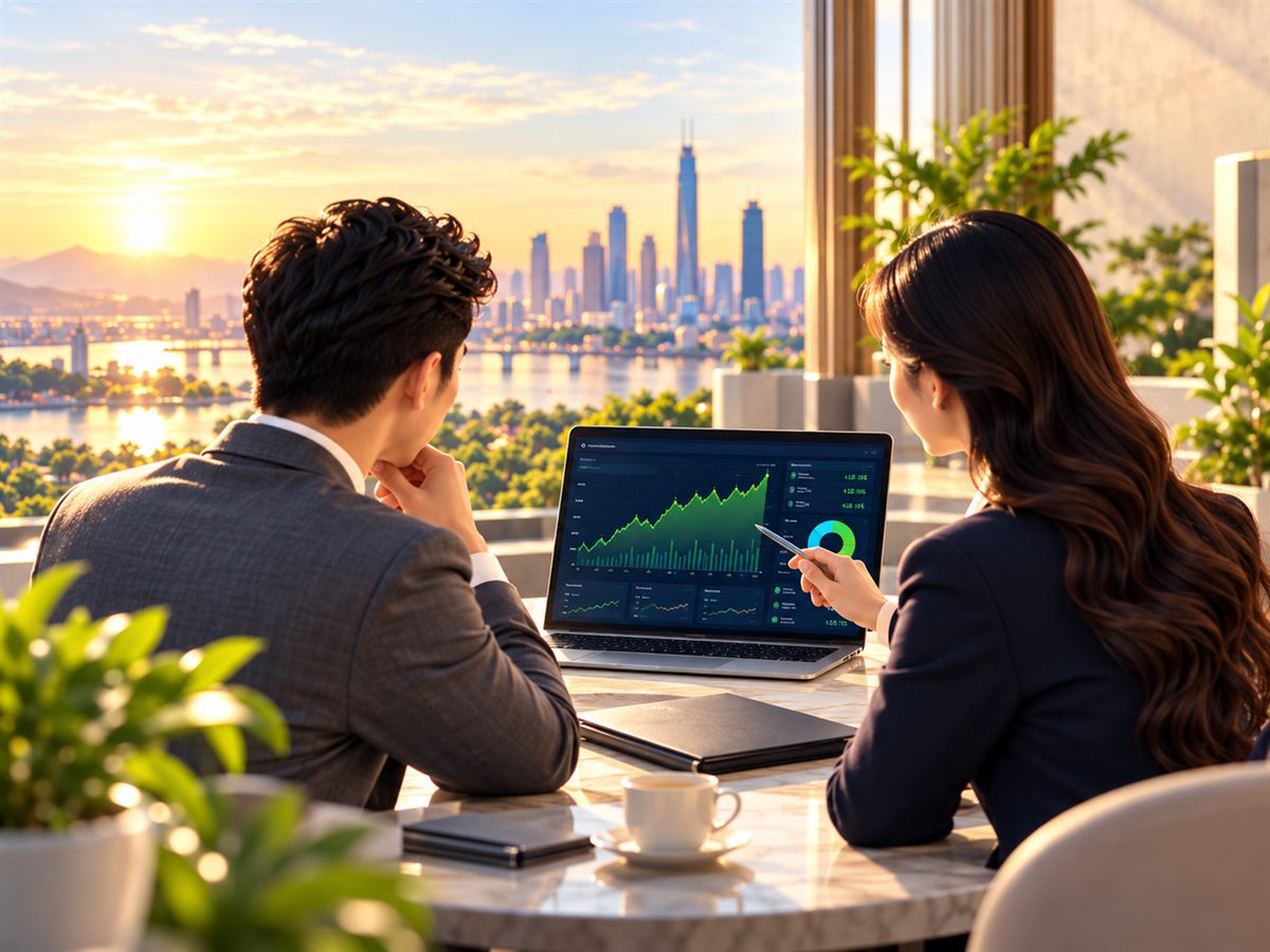 An AAS advisor analysing market data with a client