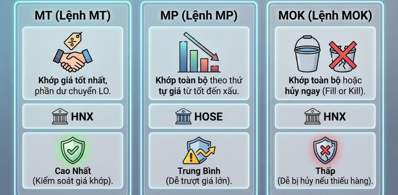 MTL, MOK, MAK là các lệnh thị trường trên HNX