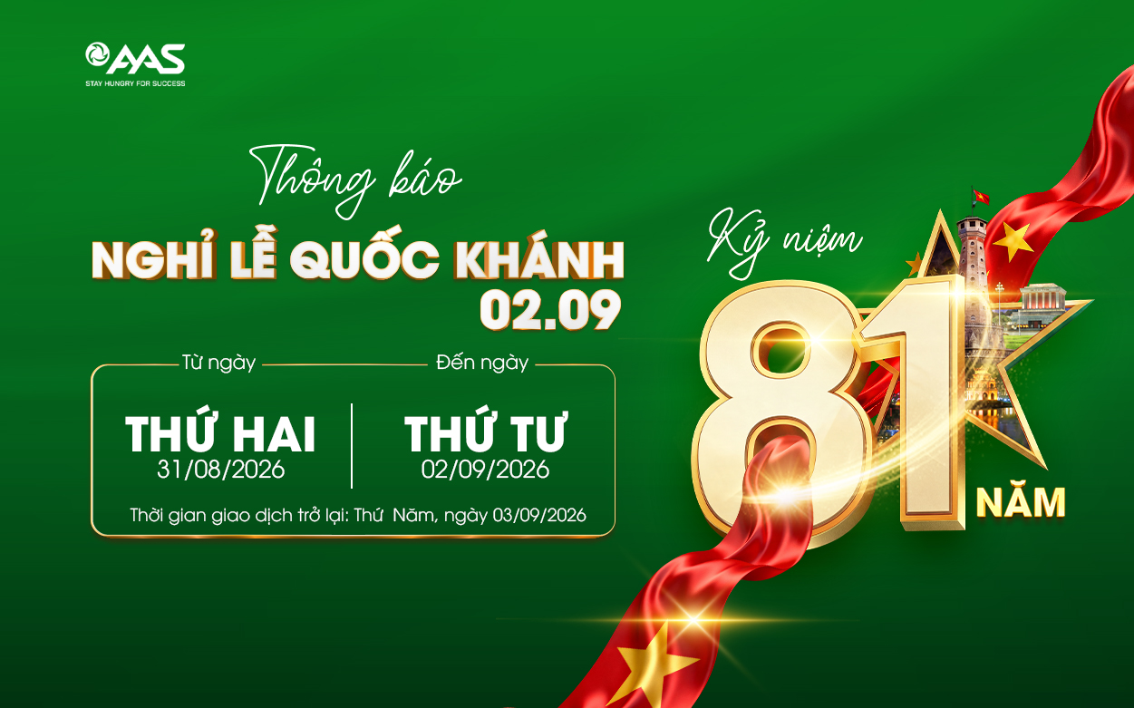 THÔNG BÁO LỊCH NGHỈ LỄ QUỐC KHÁNH 02/09
