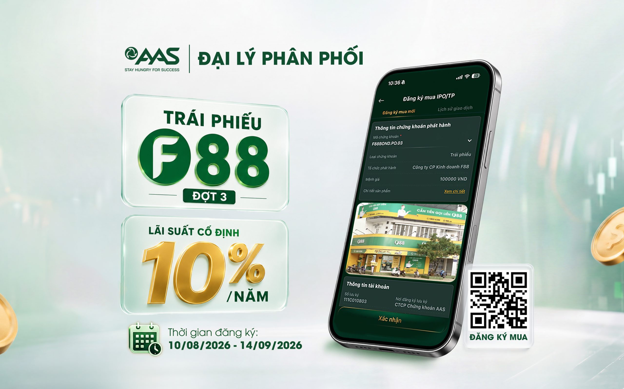 AAS TRỞ THÀNH ĐẠI LÝ PHÂN PHỐI TRÁI PHIẾU ĐỢT 3 CỦA CTCP KINH DOANH F88